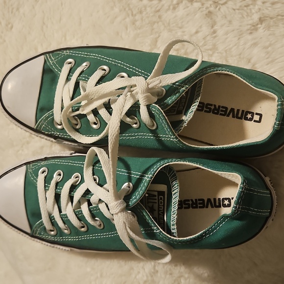 Converse All Star Green Canvas Sneakers Unisex Men 7 Womens 9 - Picture 3 of 11